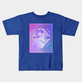 Art Deco Space Poster - Pink Purple Astronaut Girl Kids T-Shirt